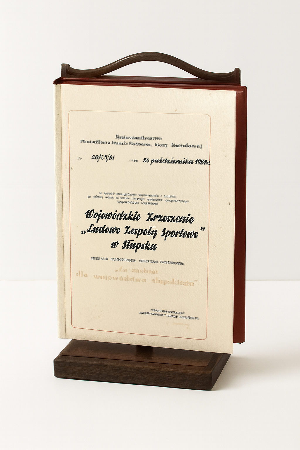 Dyplom honorowy dla Wojewódzkiego Zrzeszenia LZS w Słupsku z 1981 roku