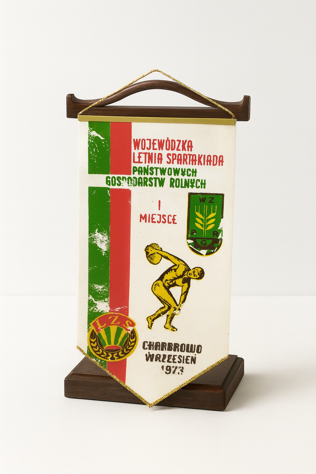 Proporczyk z I Miejsca Wojewódzkiej Letniej Spartakiady, Charbrowo 1978
