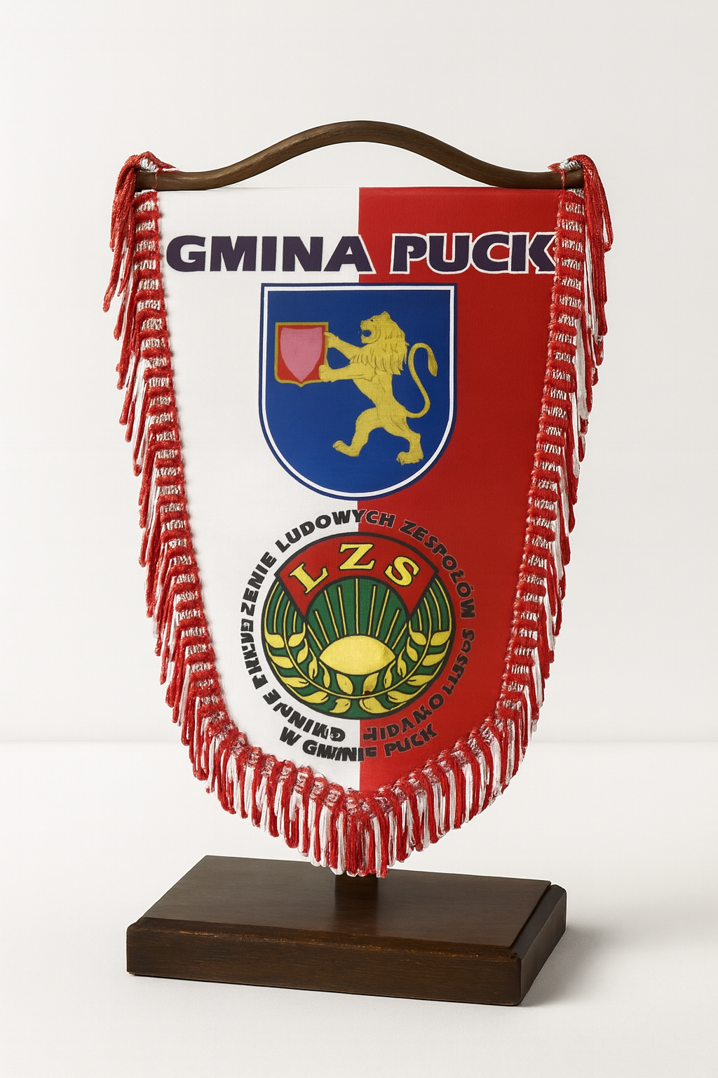 Proporczyk Gminy Puck z herbem i logo LZS