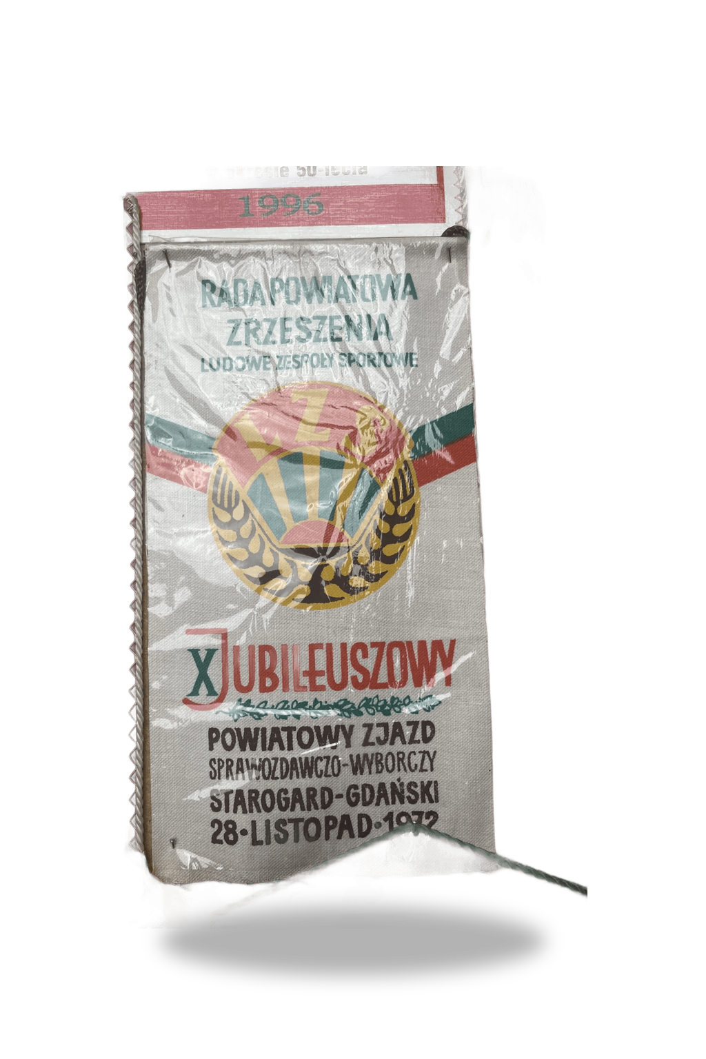 Proporczyk z X Jubileuszowego Zjazdu Zrzeszenia Ludowe Zespoły Sportowe 1972