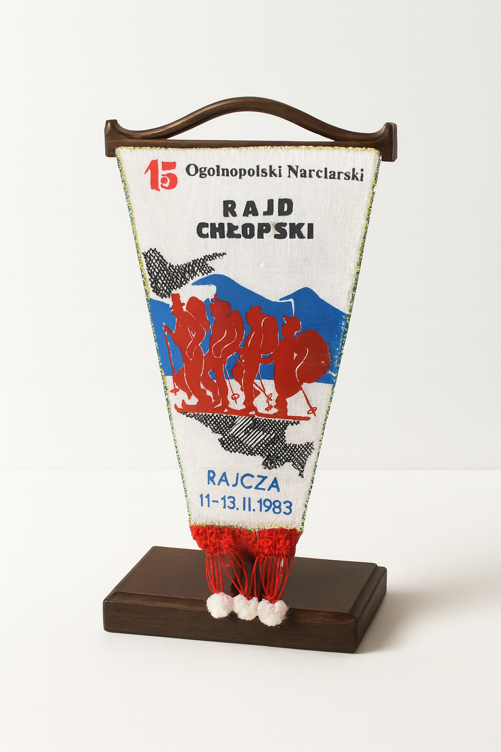 Proporczyk z 15 Ogólnopolskiego Narciarskiego Rajdu Chłopskiego, Rajcza 1983