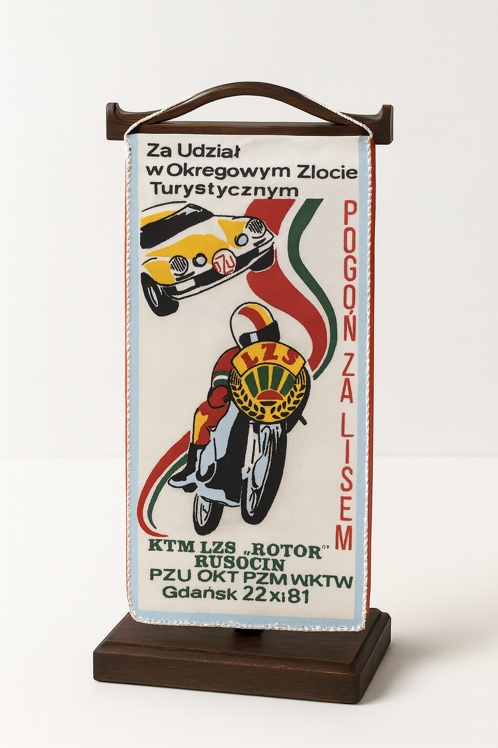 Proporczyk z Okręgowego Zlotu Turystycznego Pogoń Za Lisem z 1981 roku.