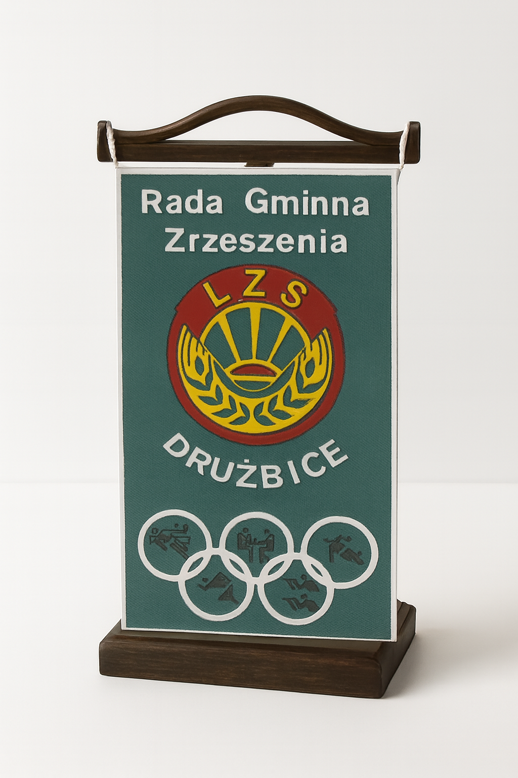 Proporczyk LZS Drużbice z symboliką olimpijską