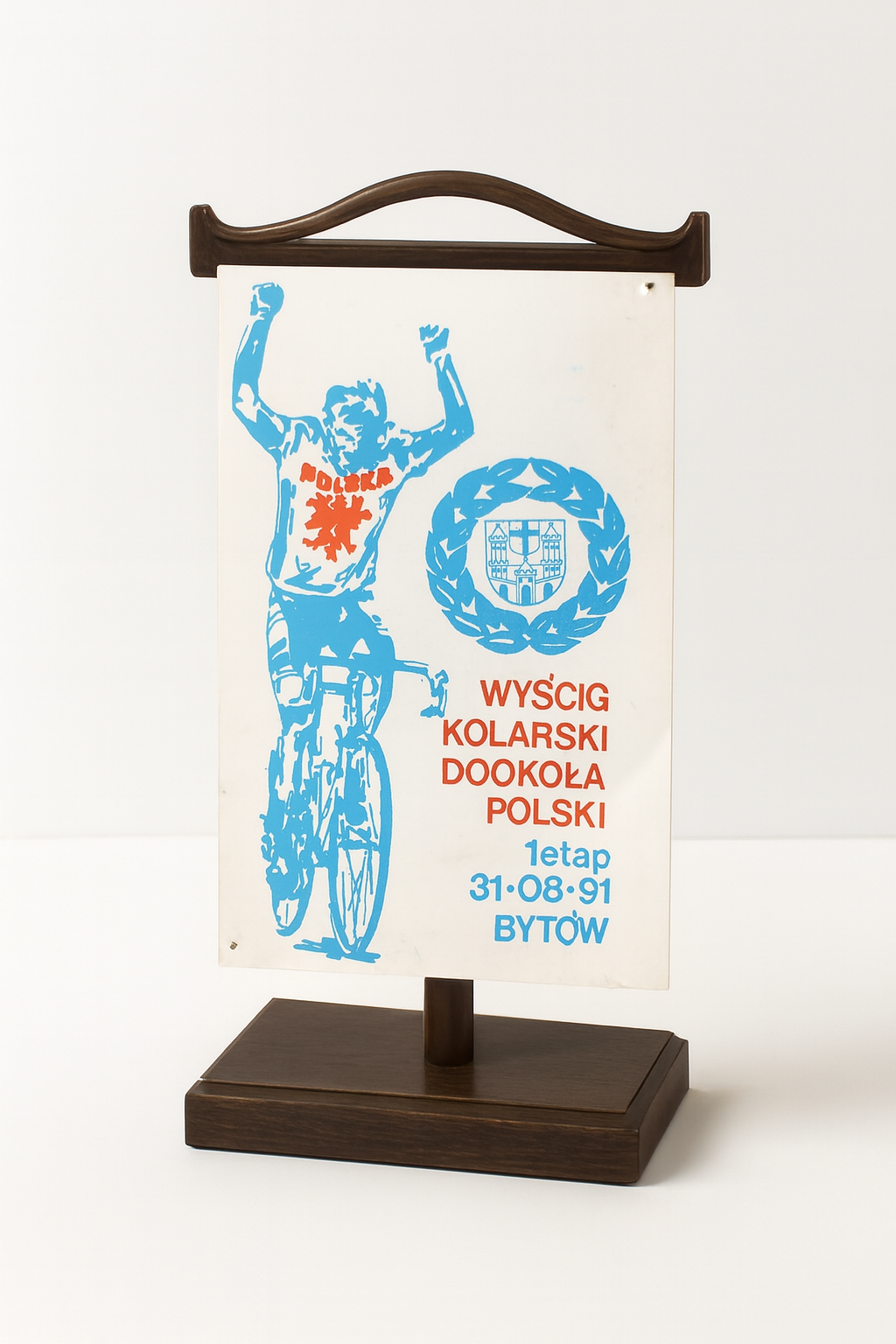 Proporczyk z wyścigu kolarskiego Dookoła Polski w Bytowie z 1991 roku